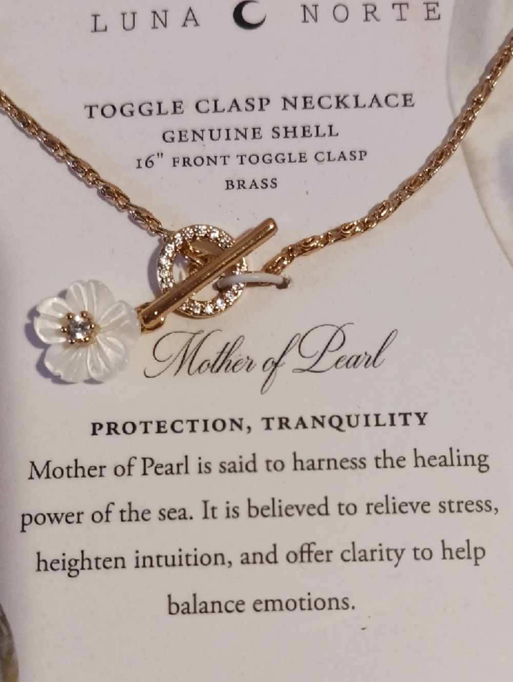 Gorgeous! Luna Norte Gold Toggle Necklace with White Mother-of-Pearl Flower 🌼⚜️